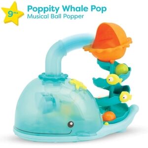 Poppity Whale Pop Musical Ball Popper - Blue and Orange